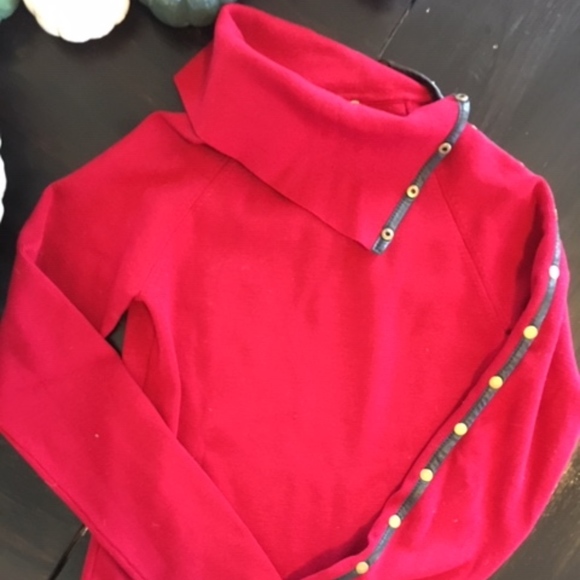 Chameleon Sweaters - Chameleon Deep Red Silk Sweater with leather trim